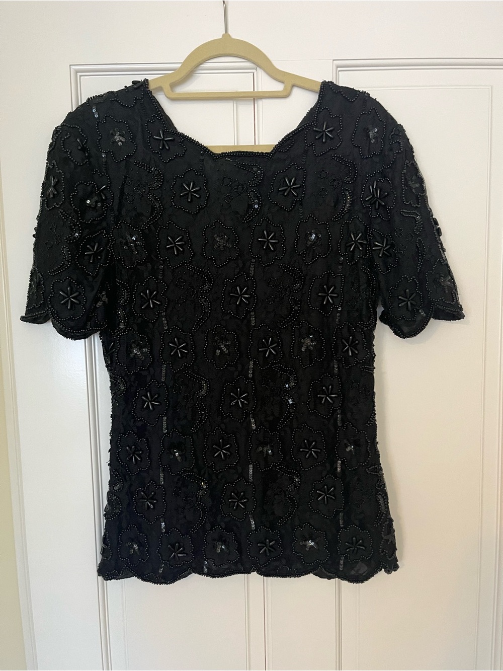 Stenay Black Sequins & Beads Blouse size Medium